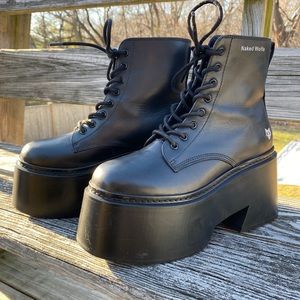 Naked Wolfe England Black Leather Boots US 7 EU 37